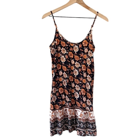 Umgee Floral Mini Dress - Black and Orange - Picture 2 of 7